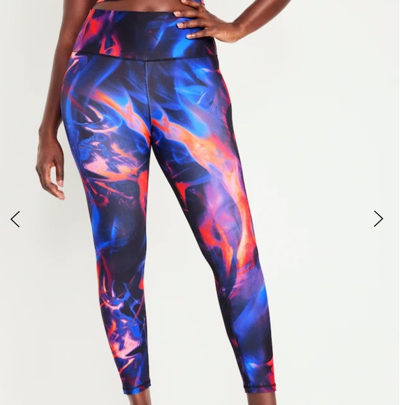 NWT OLD NAVY High-Waisted PowerSoft 7/8 Leggings Color: Pink Swir - Picture 4 of 8